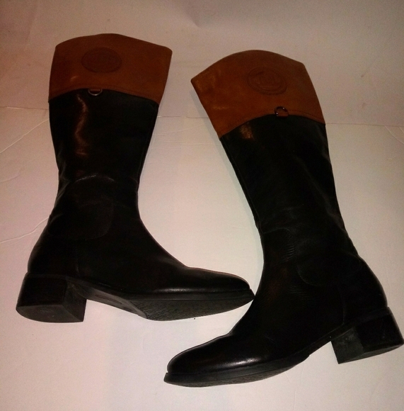 Etienne Aigner brown and black riding boots - Picture 16 of 16